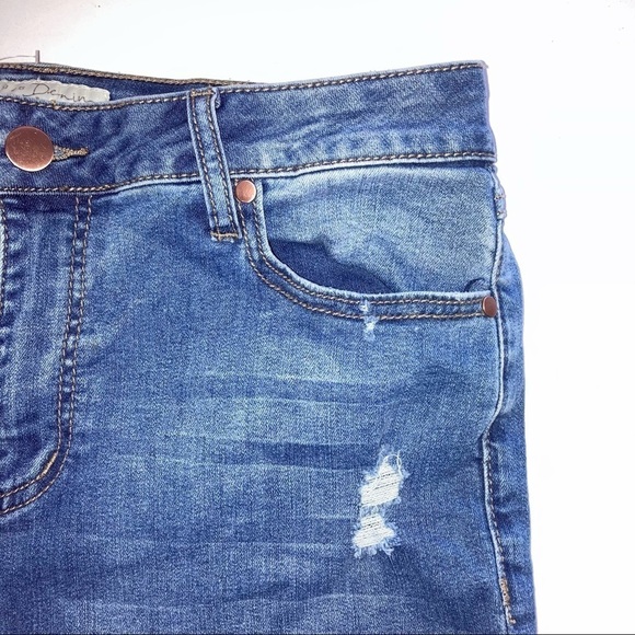 Est 1946 Denim Embroidery Distress Crop Womens Jean 12 Blue - Picture 11 of 12